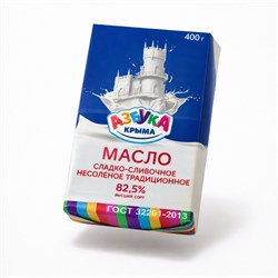 Масло сладко-сливочное несоленое "Традиционное" с м.д.ж. 82,5% 400 гр Новатор НФ-00001414